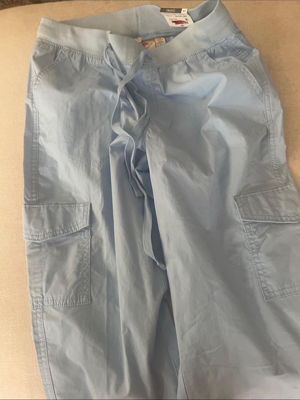 St. John's Bay Light Blue Cargo Capris with Drawstring Waist